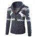 Mens Christmas Casual Turndown Collar Quality Deer Coat Knit Cardigan Sweater