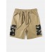 Men Camo Patchwork Double String Multi Pocket Short Stick Cool Cargo Shorts