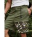 Men Camo Stitching Flat Pocket Designed Knee Length Cargo Shorts