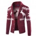 Mens Christmas Casual Turndown Collar Quality Deer Coat Knit Cardigan Sweater