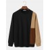 Mens Asymmetric Color Corduroy Round Neck Long Sleeve Sweatshirts